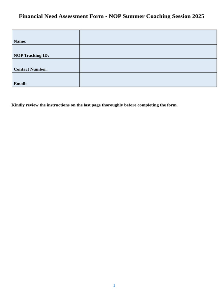 NOP Post SCS Assessment Form 2025 - Final | PDF | Self Employment ...