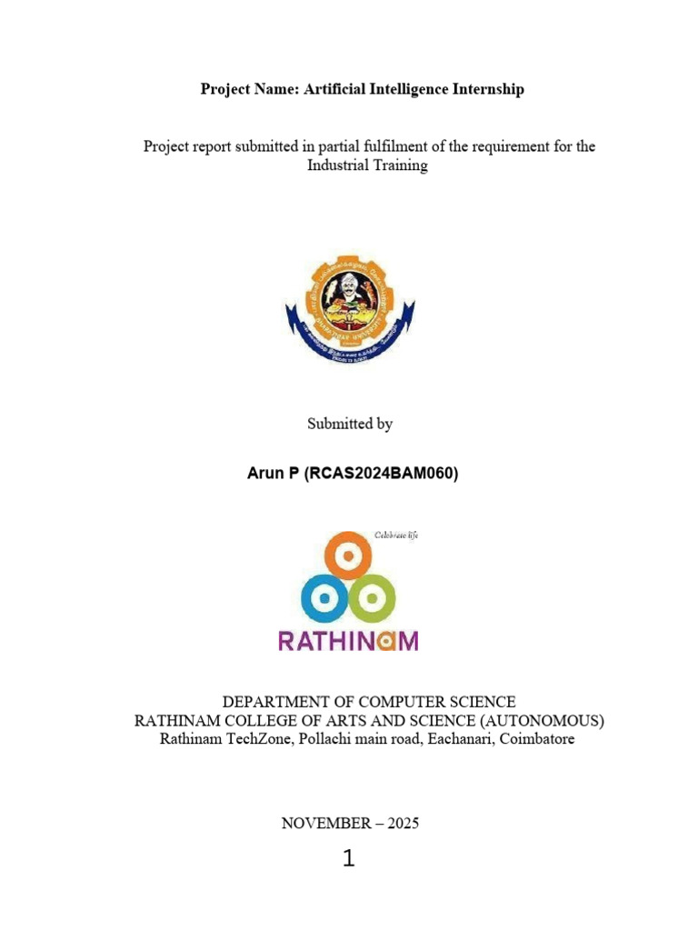 AI Internship Report: Python Programming | PDF | Class (Computer ...
