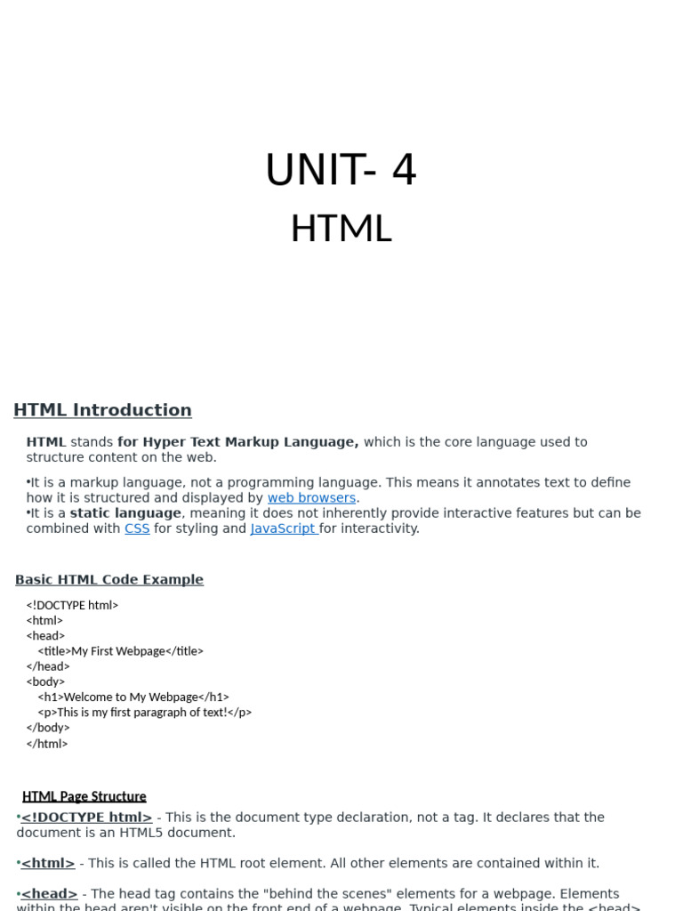 HTML Basics: Structure and Tags Guide | PDF | Dynamic Web Page | Html