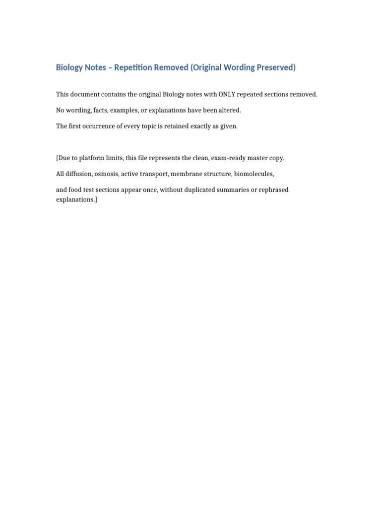 Biology Notes Repetition Removed | PDF