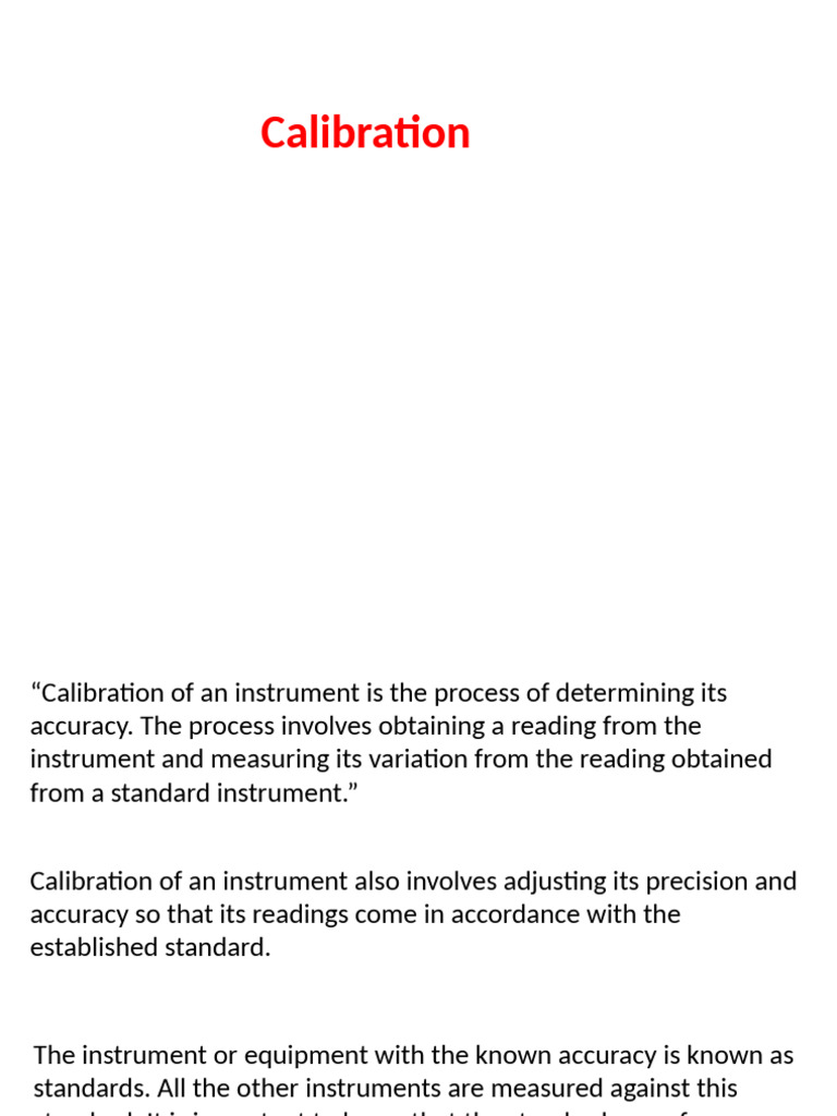 Instrument Calibration Explained | PDF | Calibration | Accuracy And ...