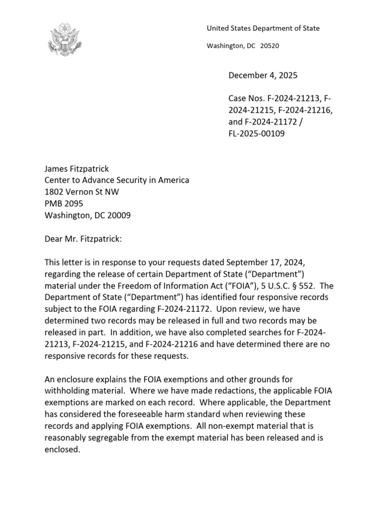 Ryan Routh Emails To The Biden-Harris Administration | PDF | Freedom Of ...