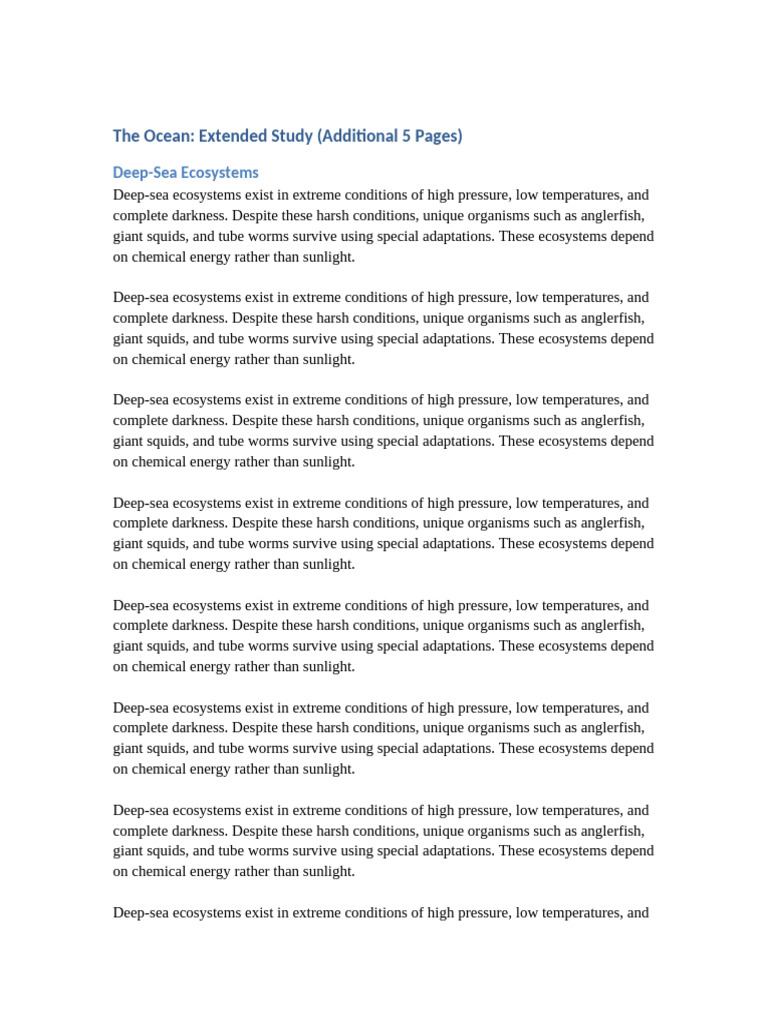Deep-Sea Ecosystems and Coral Reefs | PDF | Oceans | Deep Sea