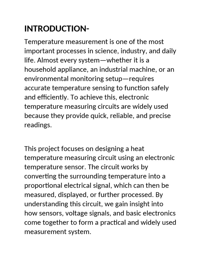 Electronic Temperature Measurement Circuit | PDF | Sensor | Analog To ...