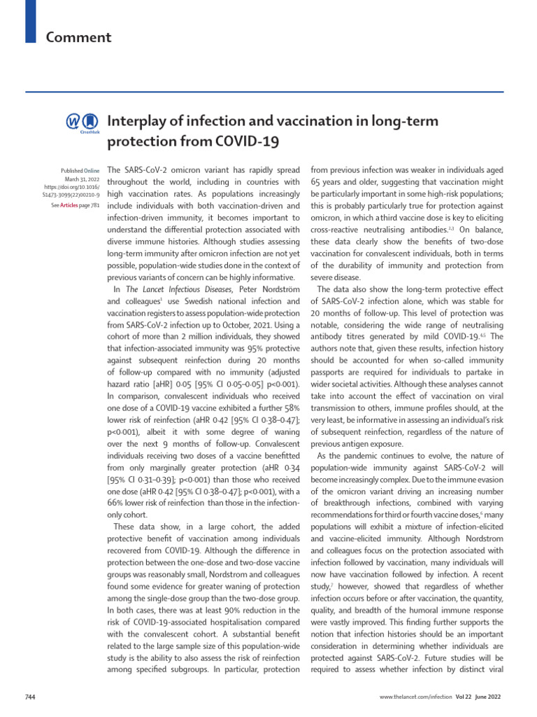 Interplay of Infection and Vaccination in Long Ter | PDF | Infection ...