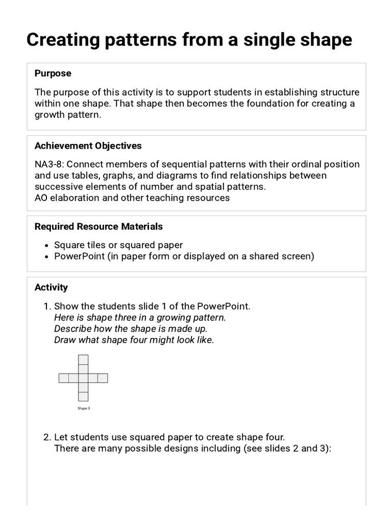 Growth Patterns from Single Shapes | PDF | Shape | Discrete Mathematics