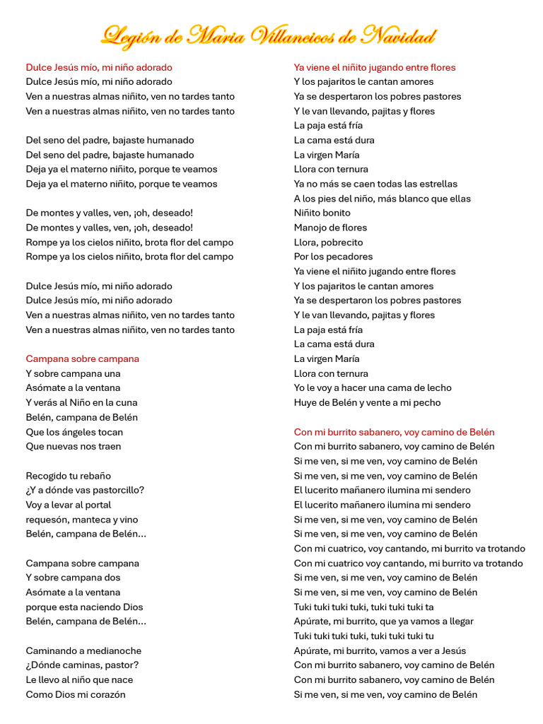 Villancicos tradicionales de Navidad | PDF