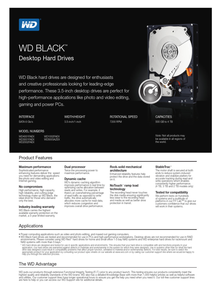 WD Black Desktop Hard Drives Overview | PDF | Hard Disk Drive | Cache ...