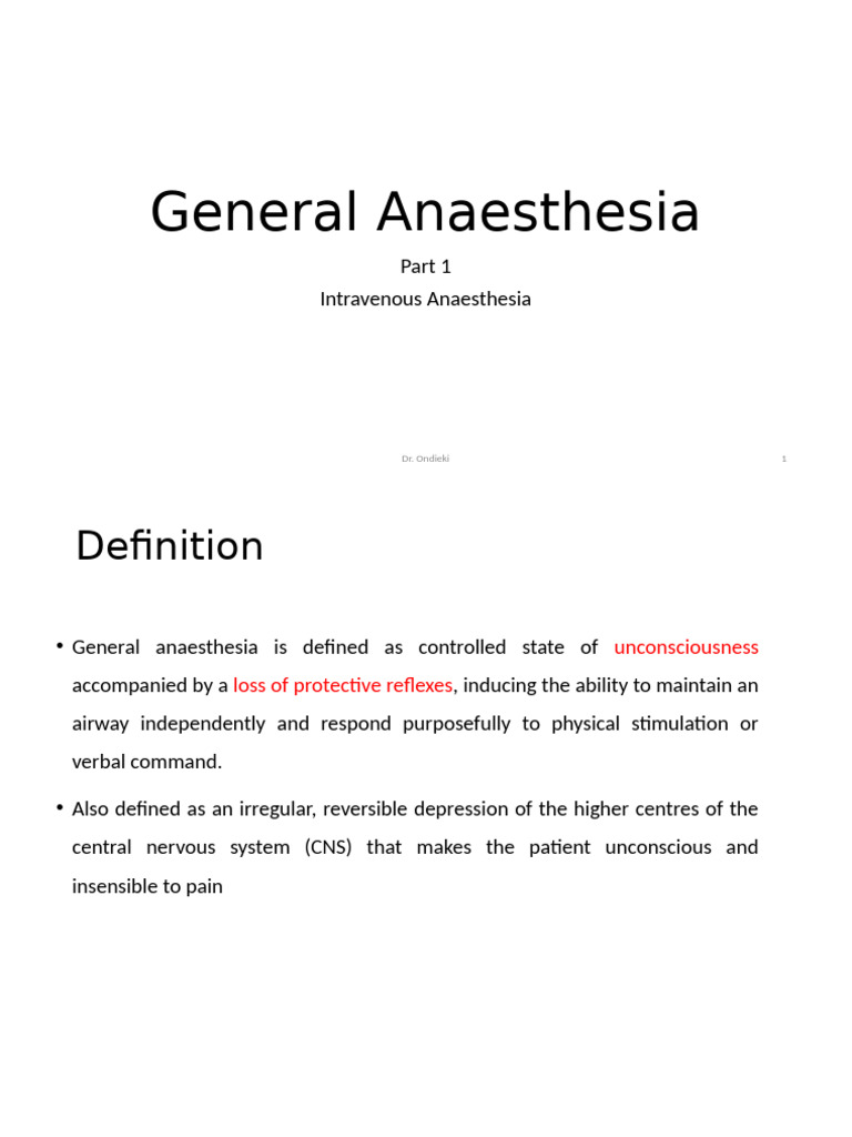 Overview of General Anaesthesia Techniques | PDF | Anesthesia | Midazolam