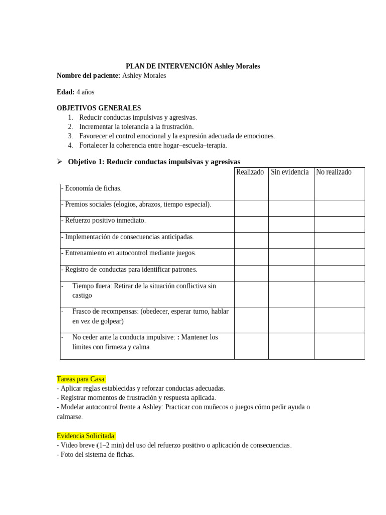 Plan de Intervención para Ashley Morales | PDF | Las emociones | Ira