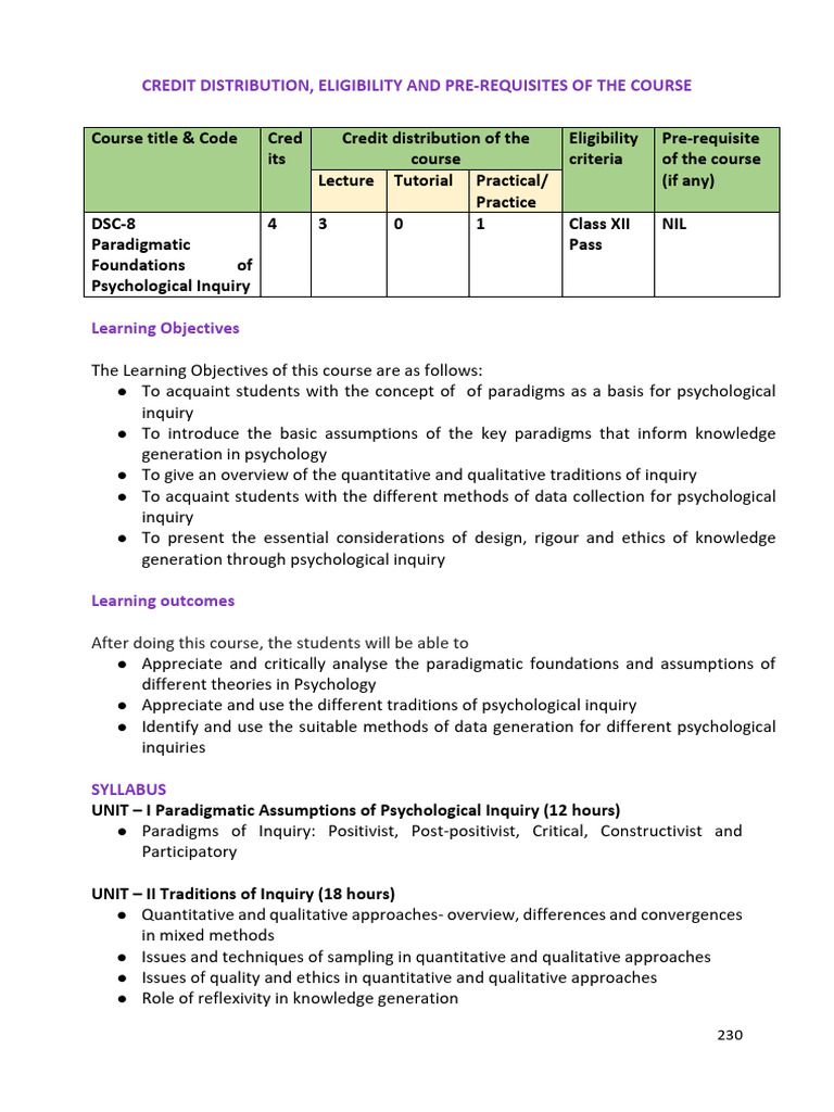 Course on Psychological Inquiry Foundations | PDF | Qualitative ...