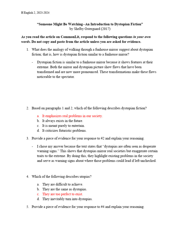 Understanding Dystopian Fiction Themes | PDF | Dystopia | Utopian And ...