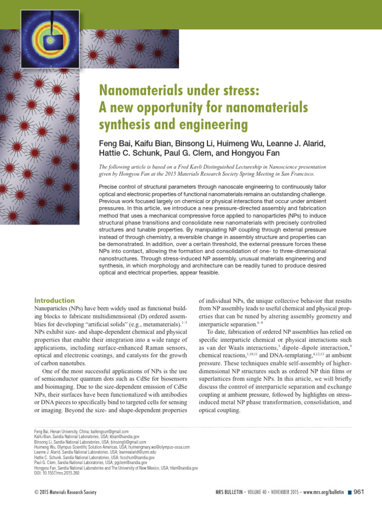 Bai 2015 | PDF | Nanomaterials | Surface Plasmon Resonance