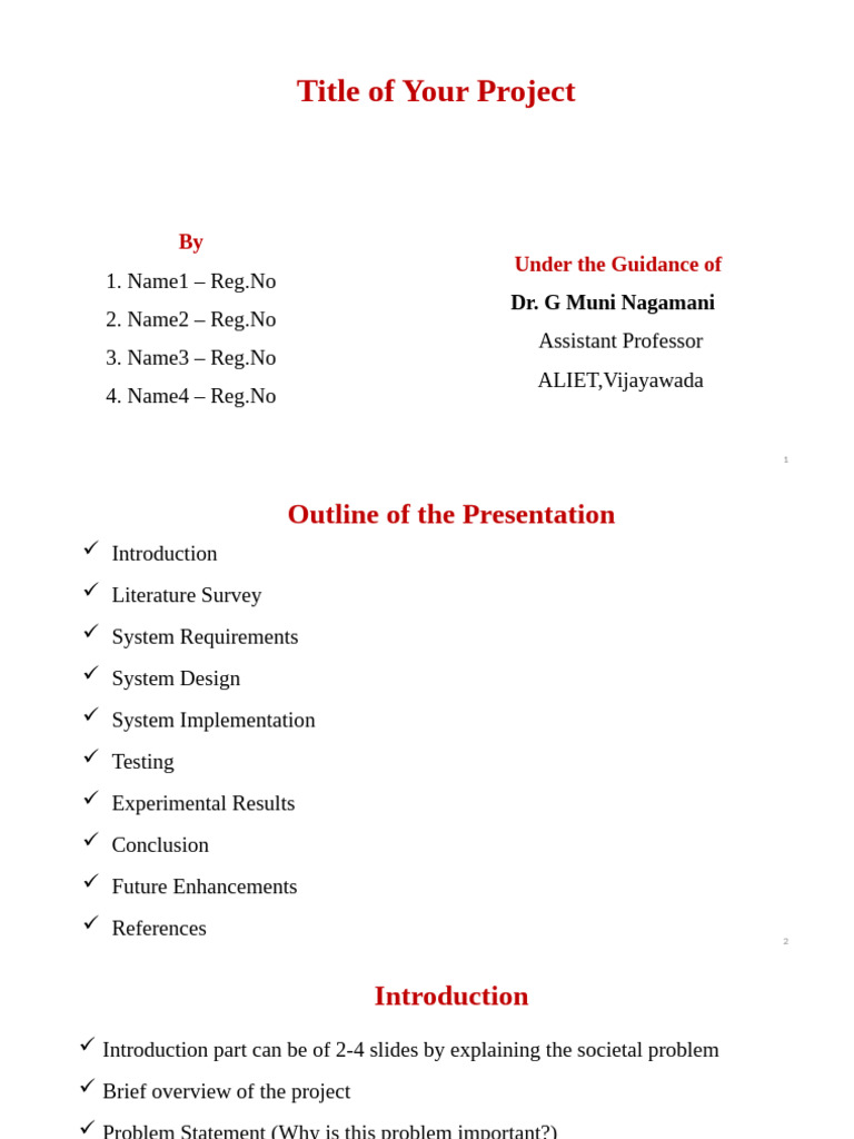 Project Presentation Outline Guide | PDF | System | Computer Science
