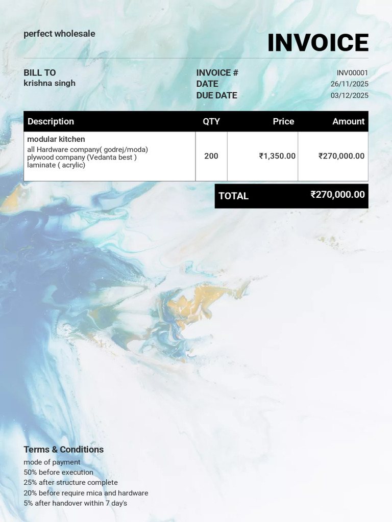 Invoice for Modular Kitchen Purchase | PDF