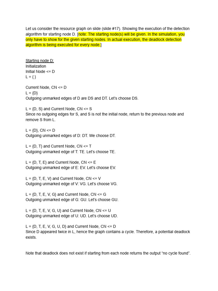 Notes On Deadlock Detection Algorithm Simulation | PDF