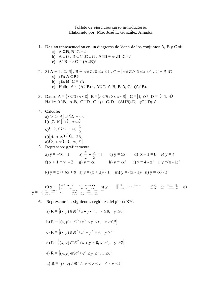 Ejercicios de Conjuntos y Funciones Matemáticas | PDF