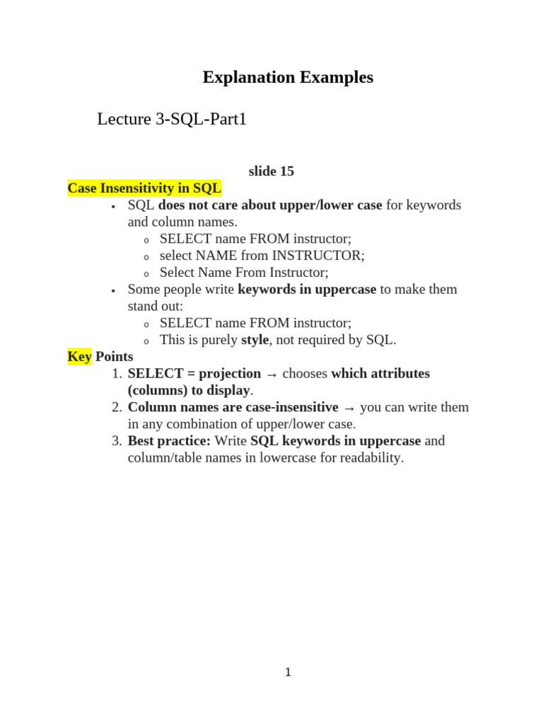Explanation Examples 1 | PDF | Letter Case | Data Management