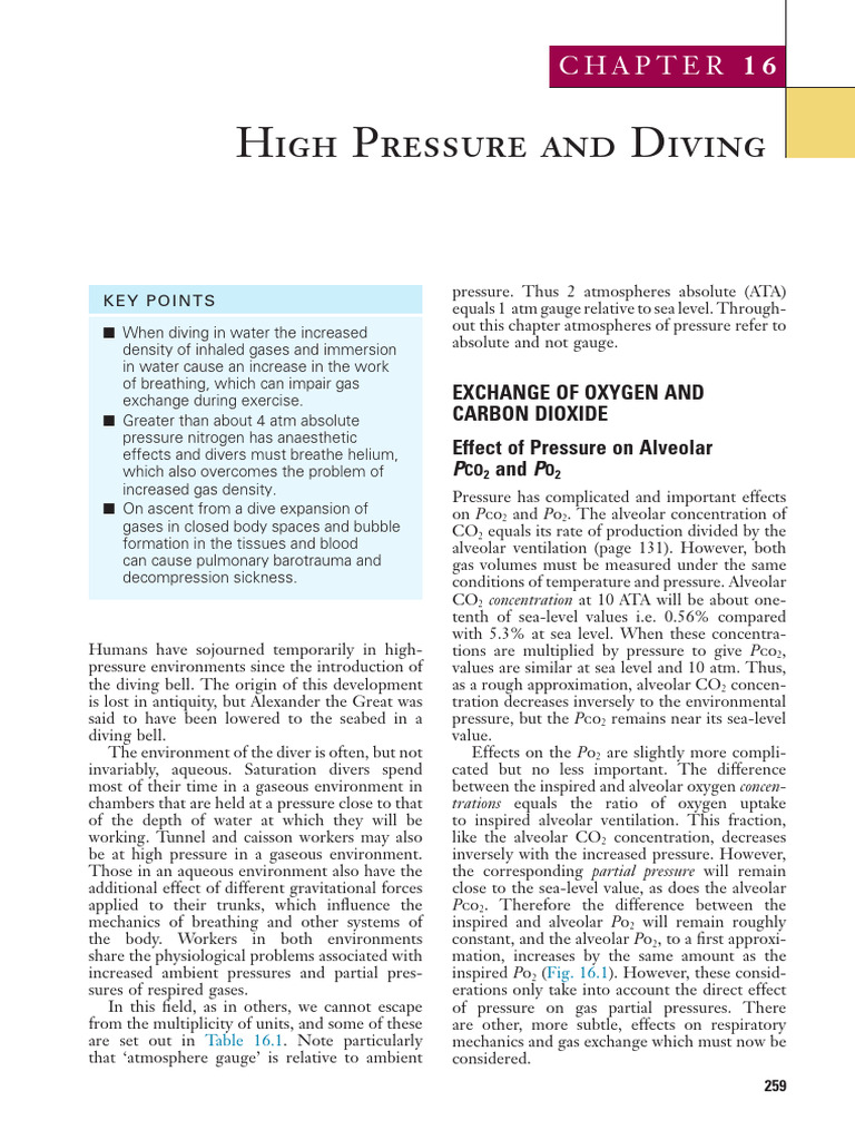 Effects of High Pressure on Diving Physiology | PDF | Breathing ...