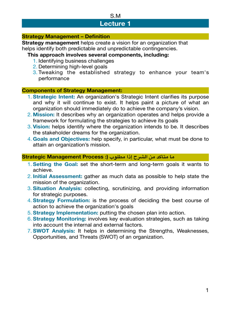Strategy Management - Definition Strategy Management This Approach ...