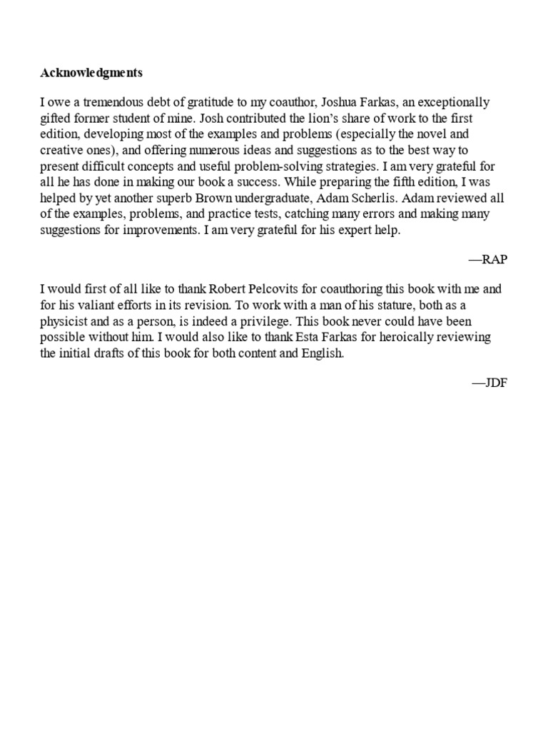 Acknowledgments for Physics Textbook | PDF