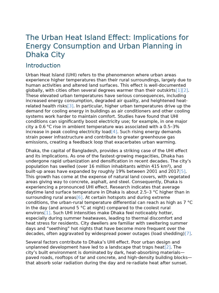 Urban Heat Island Impact on Dhaka's Energy | PDF | Climate Change ...