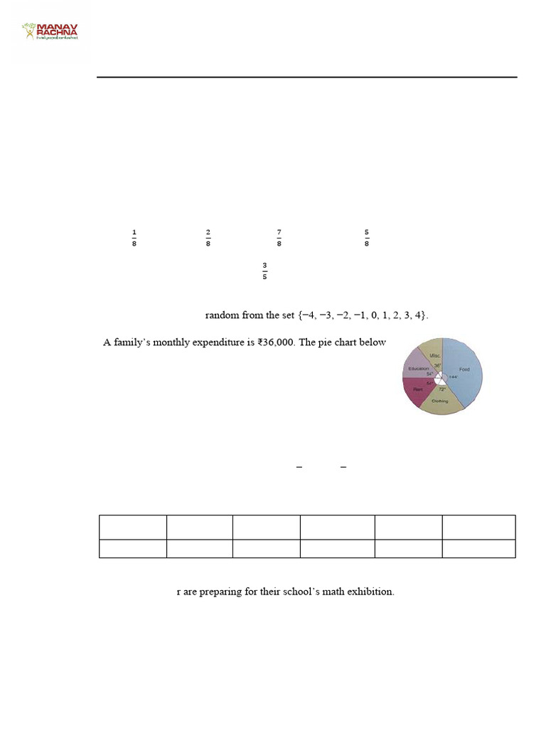 Math Class Test for Grade VIII Data Handling | PDF