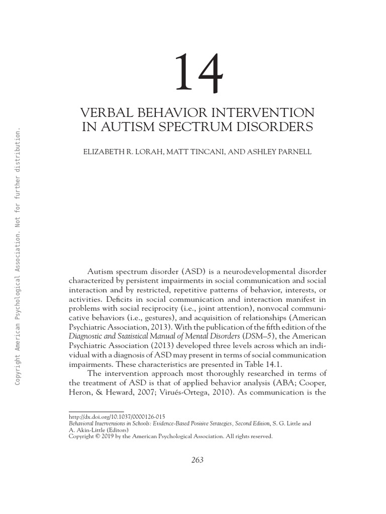 Verbal Behavior Interventions for ASD | PDF | Mental Disorder | Autism