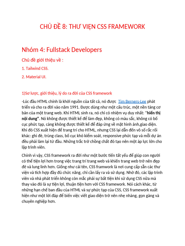Thư Viện Css Framework | PDF