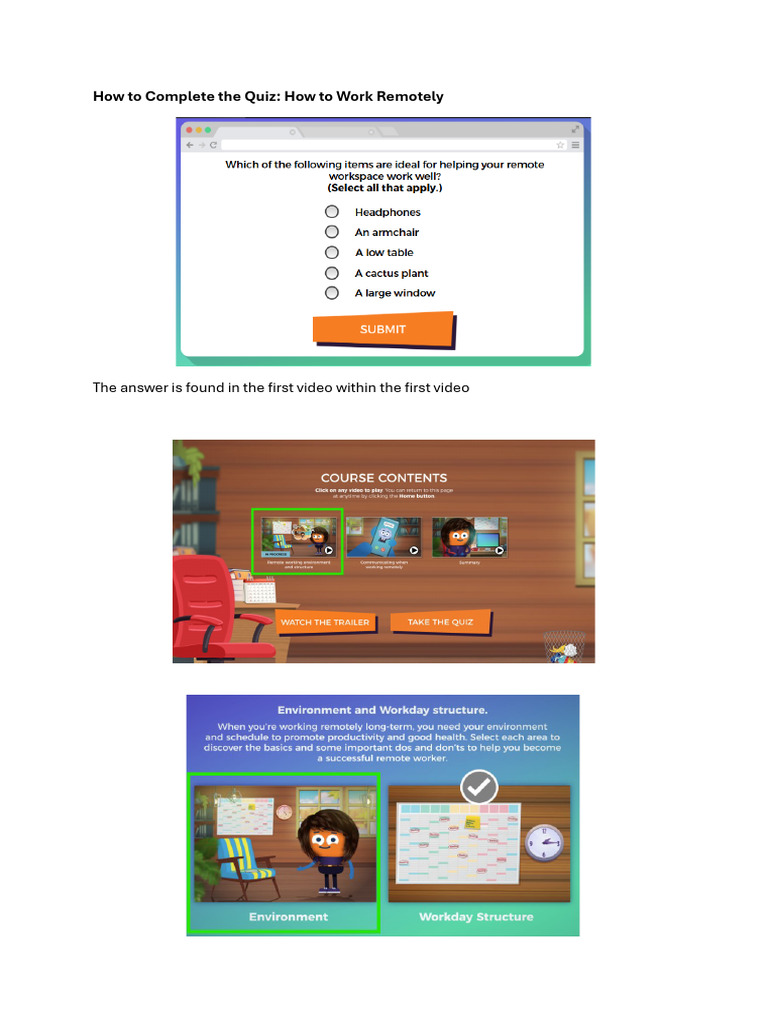 Remote Work Quiz Completion Guide | PDF