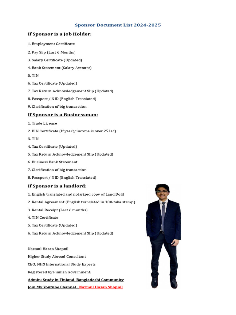2024-2025 Sponsor Document Checklist | PDF
