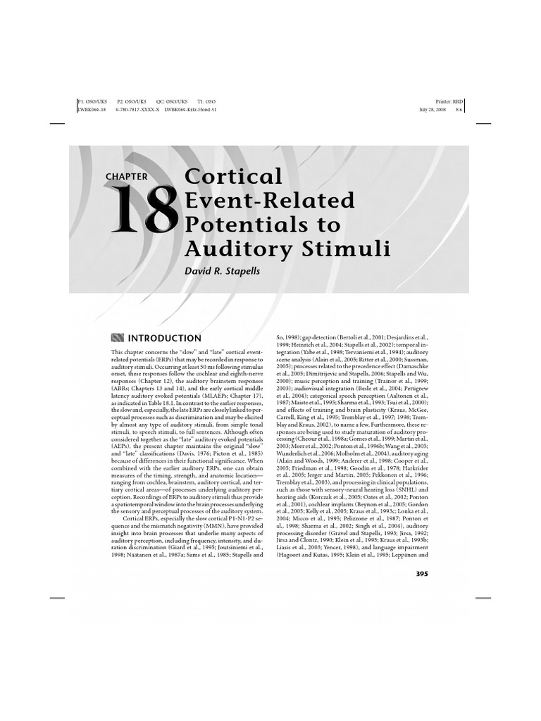 Cortical Event-Related Potentials in Auditory Processing | PDF ...