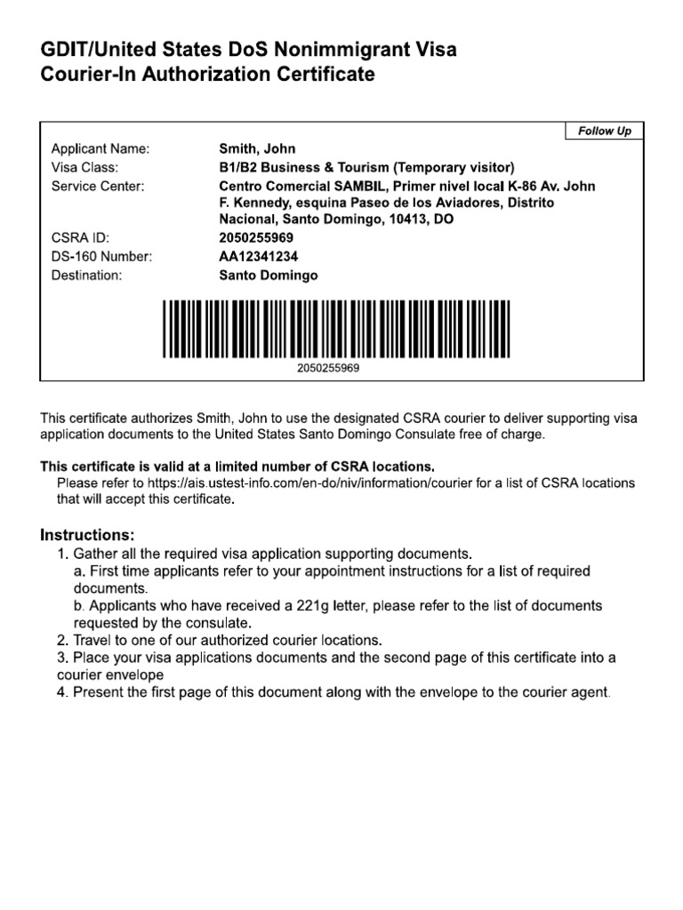 Courier-In Authorization Certificate - DR | PDF