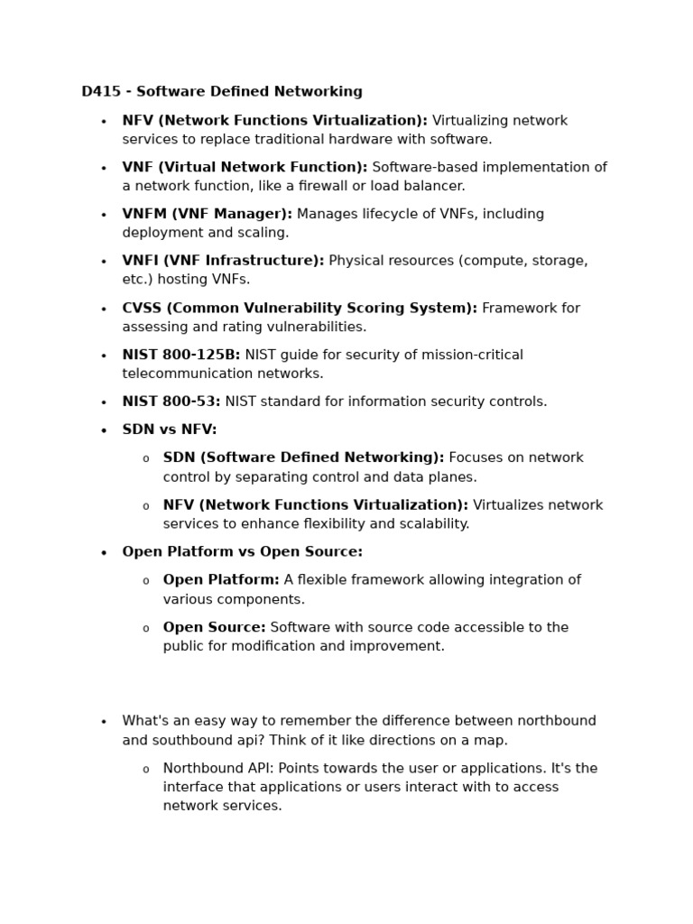 D415 - Software Defined Networking Study Words | PDF | Open Stack ...