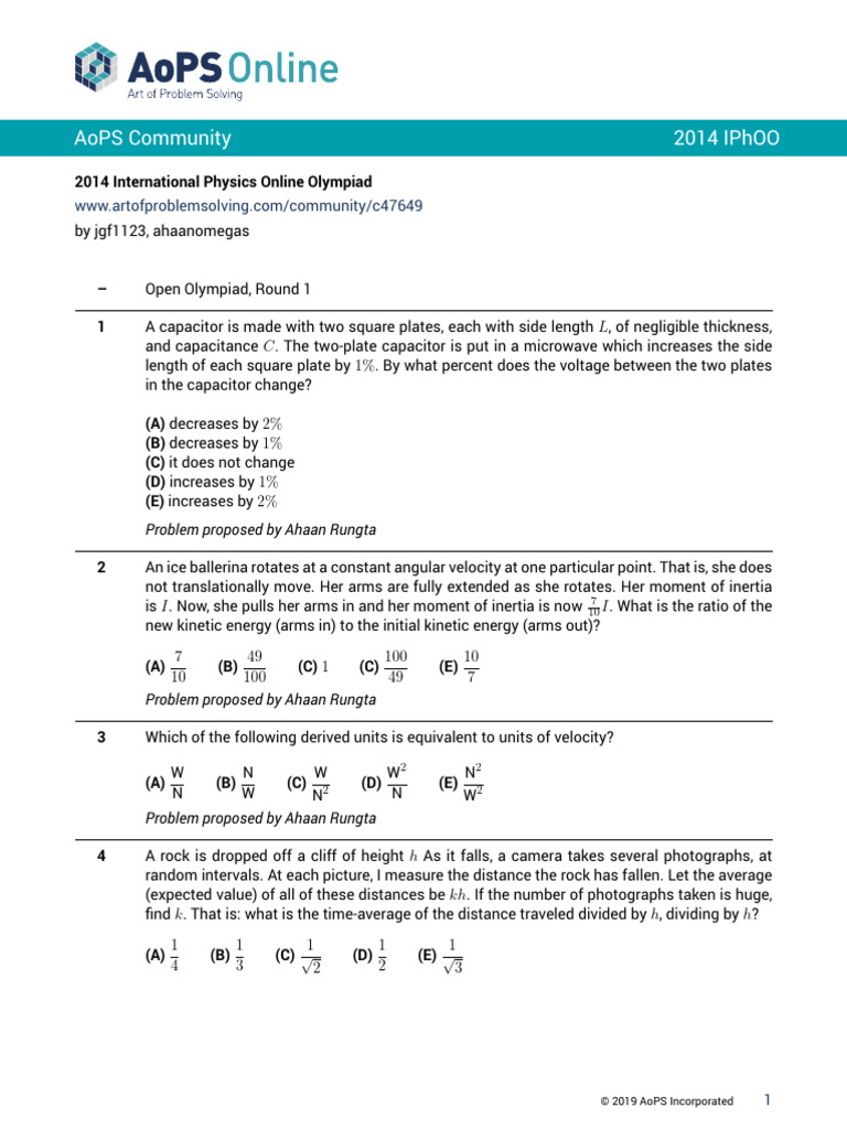 Physics olympiad | PDF | Capacitor | Mechanical Engineering