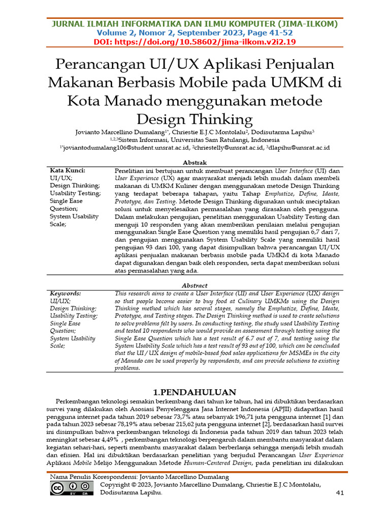UI/UX Aplikasi Makanan UMKM Manado | PDF