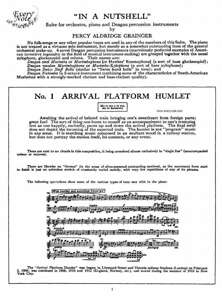 Percy A. Grainger - Arrival Platform Humlet | PDF