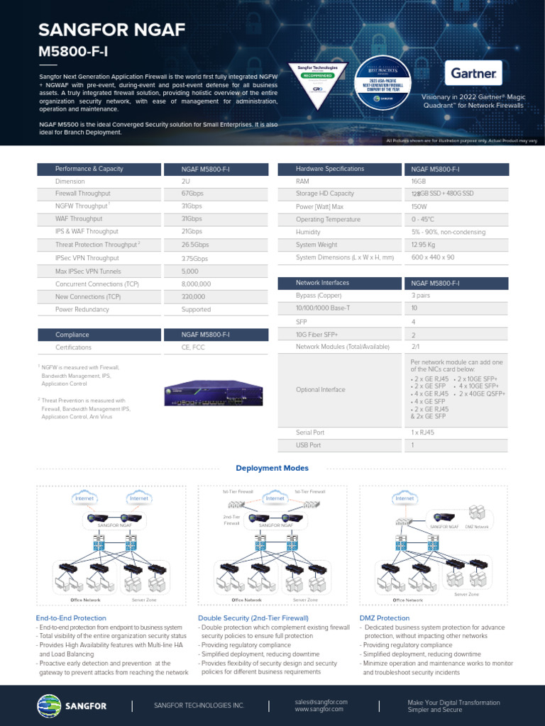 Sangfor NGAF M5800-F-I Overview | PDF | Firewall (Computing) | Computer ...