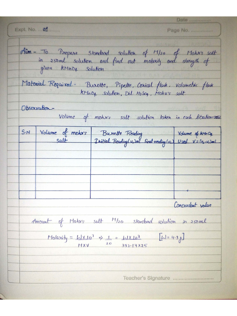 Chemistry Practical File | PDF