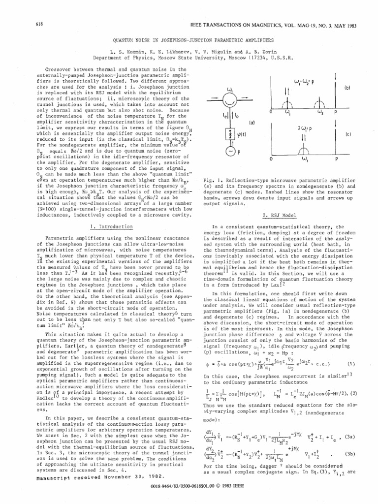 Quantum Noise in Josephson Amplifiers | PDF