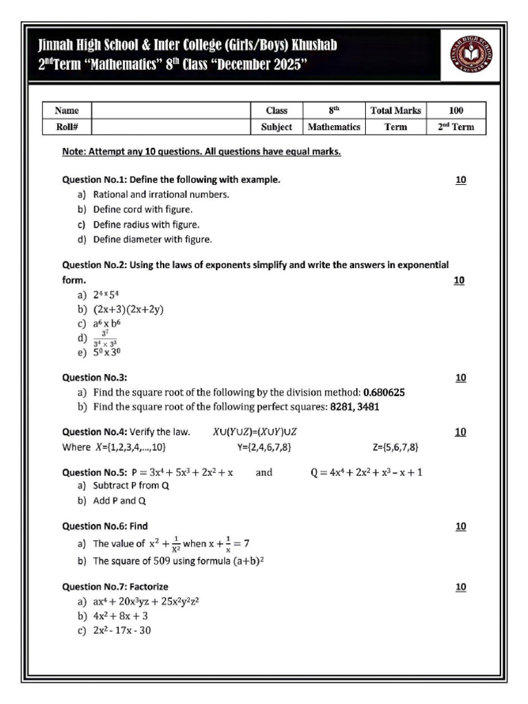 8th Math | PDF
