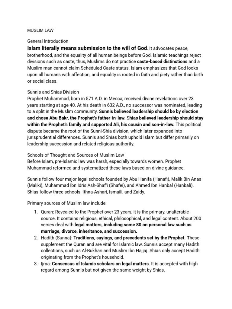 Overview of Muslim Law and Marriage | PDF | Marriage | Muhammad