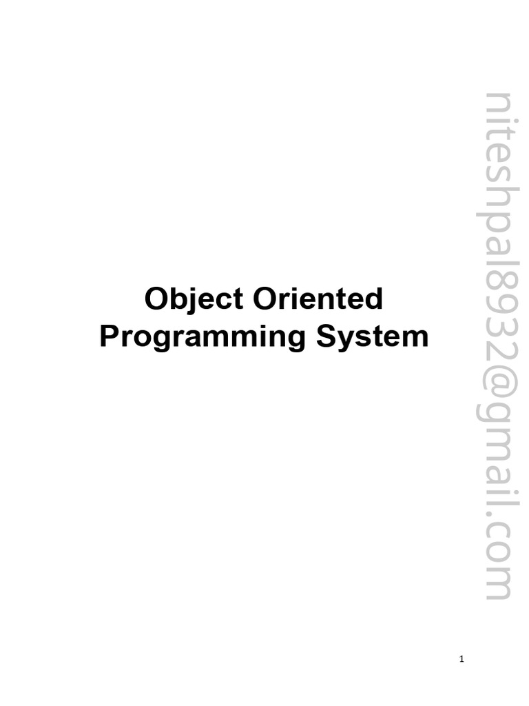Oops Notes | PDF | Object Oriented Programming | Class (Computer ...