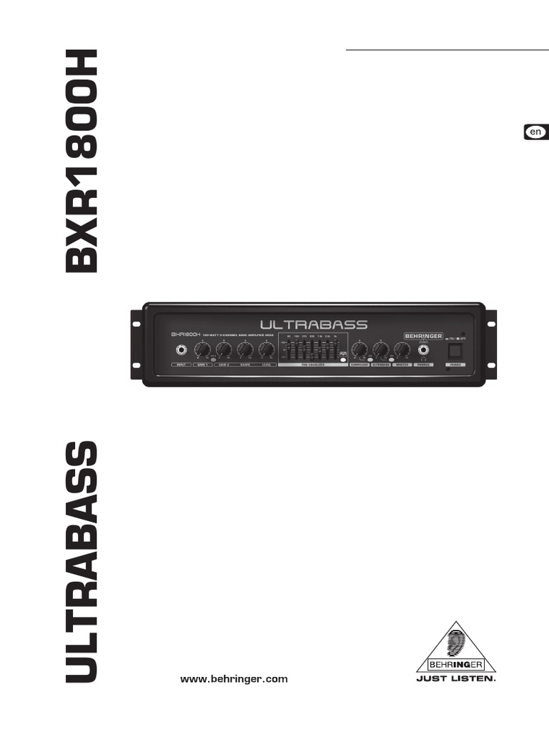 Behringer ULTRABASS BXR1800H Manual | PDF | Equalization (Audio