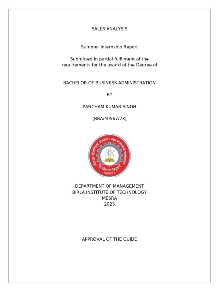 Sales Analysis Internship Report | PDF | Errors And Residuals ...