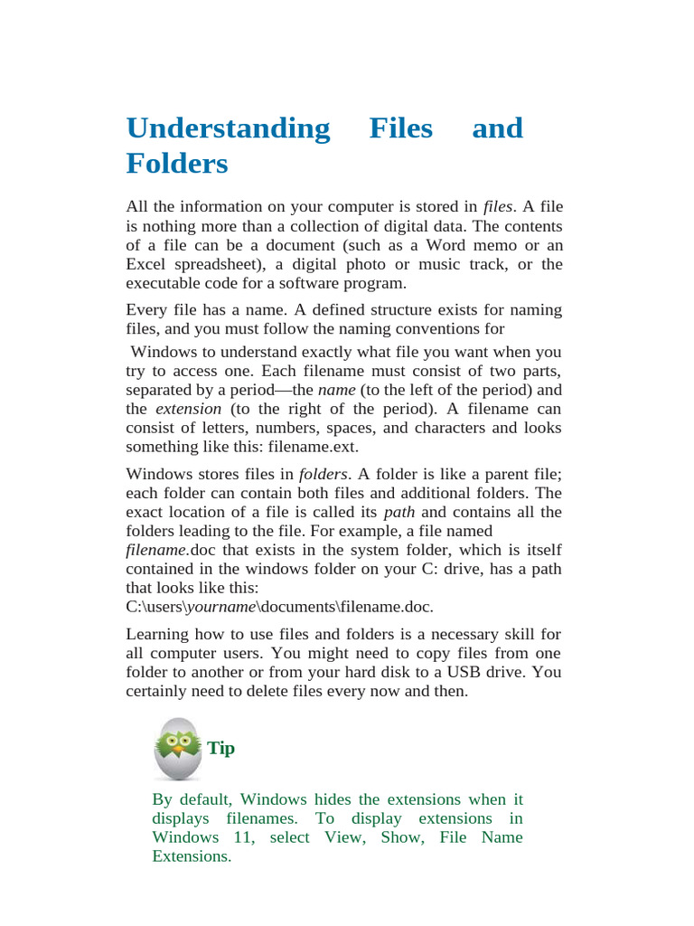 Mastering Files and Folders in Windows 11 | PDF | Computer File | Icon ...
