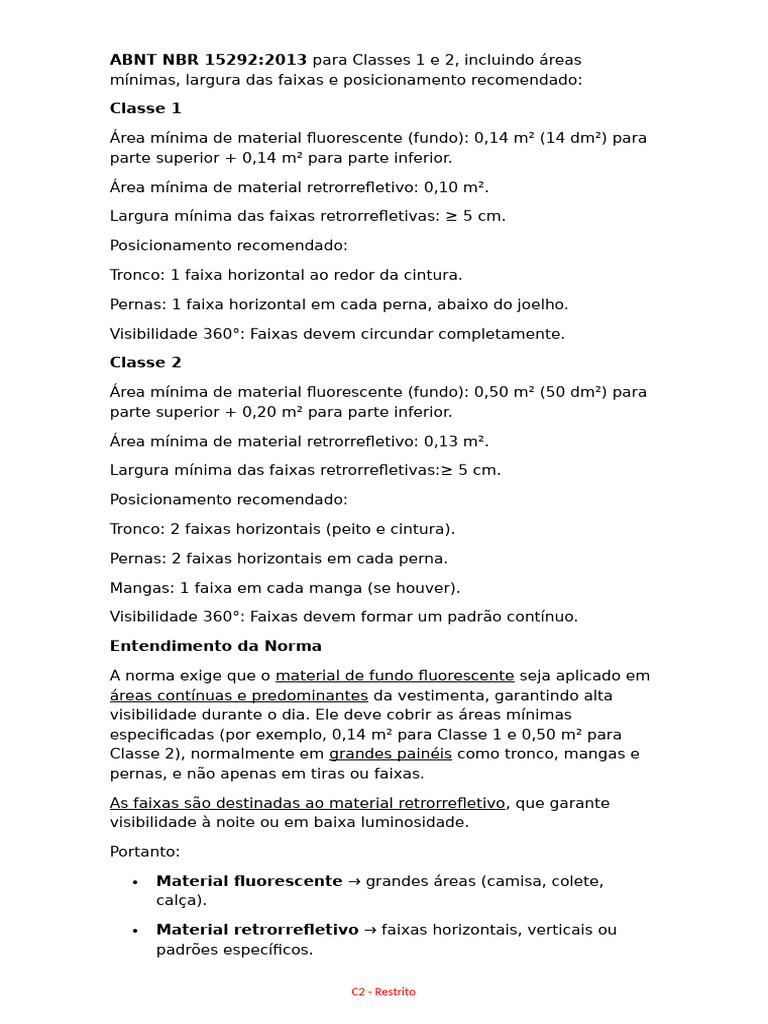 Normas ABNT NBR 15292: Classes 1 e 2 | PDF