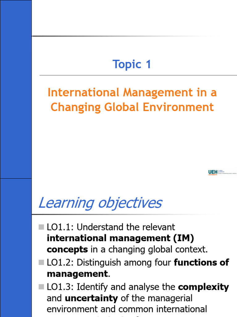 01-Intl Managing in a Changing Global Environment | PDF | Economics | Goal