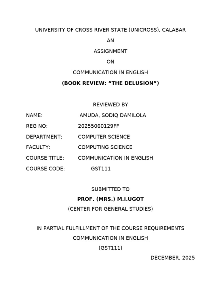 Delusion Cover Page | PDF