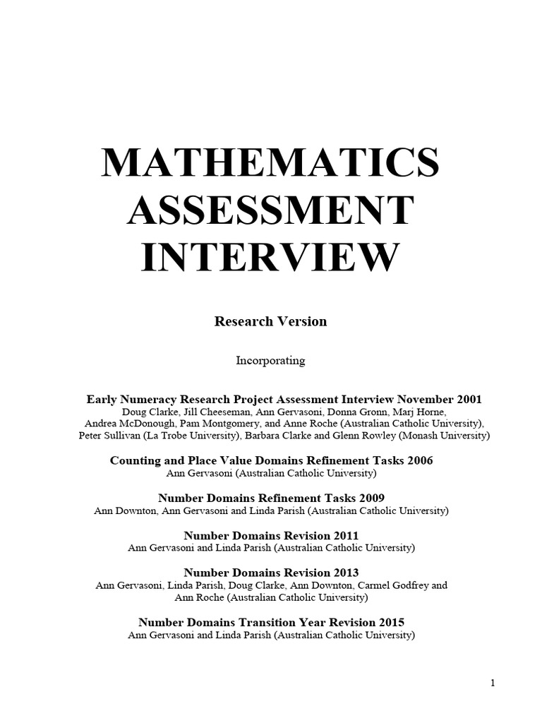 Mathematics Assessment Interview Guide | PDF | Weighing Scale | Weight